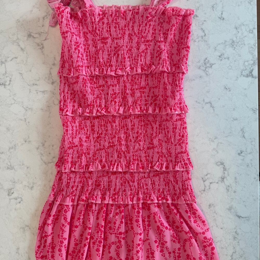Pink Floral Smocked Dress
